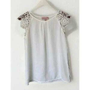 Philosophy Republic Clothing Small White Polyester Blouse Lace Crochet